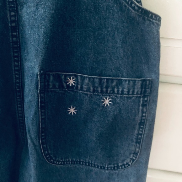 Christmas Jean Overalls Reindeer overalls blue denim cut offs Ladies medium - Picture 8 of 15